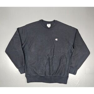 Champion Sweatshirt Mens Large Vintage 90s Reverse‎ Weave Black Heavy Crewneck